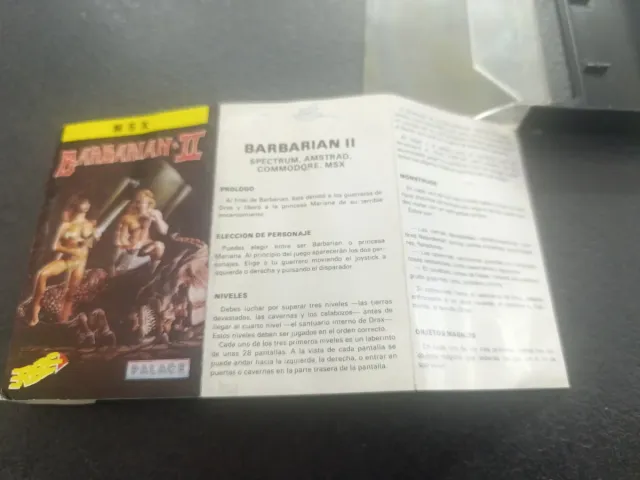 Juego MSX Barbarian II Erbe Software