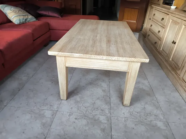 Mesa de centro madera maciza con cajón