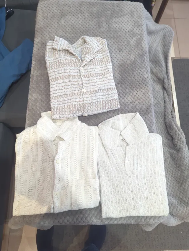 3 Camisetas Verano Hombre Beige/Blanco