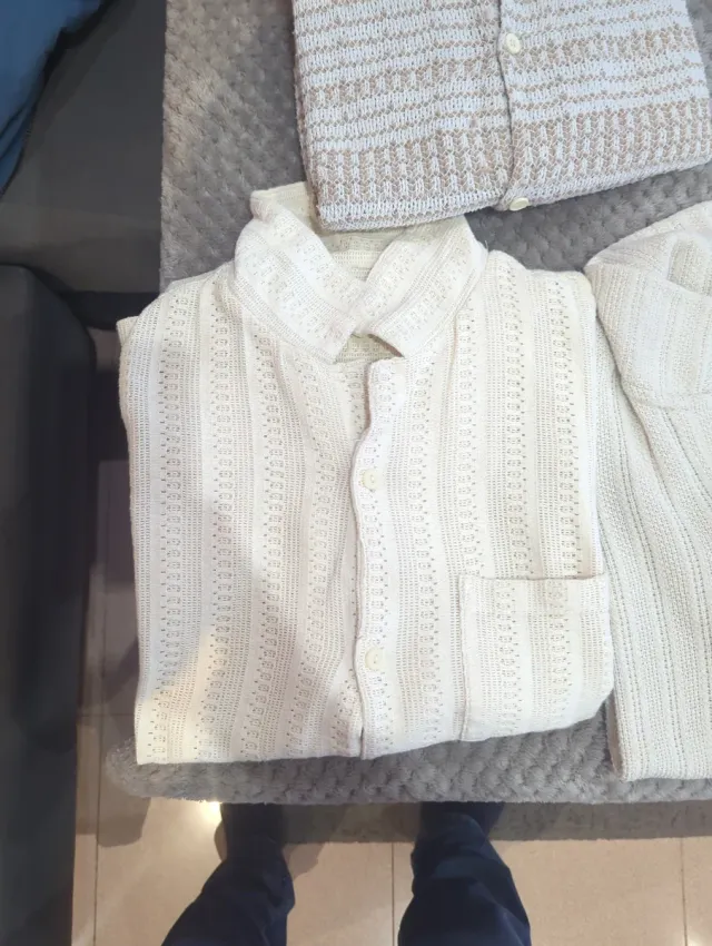 3 Camisetas Verano Hombre Beige/Blanco