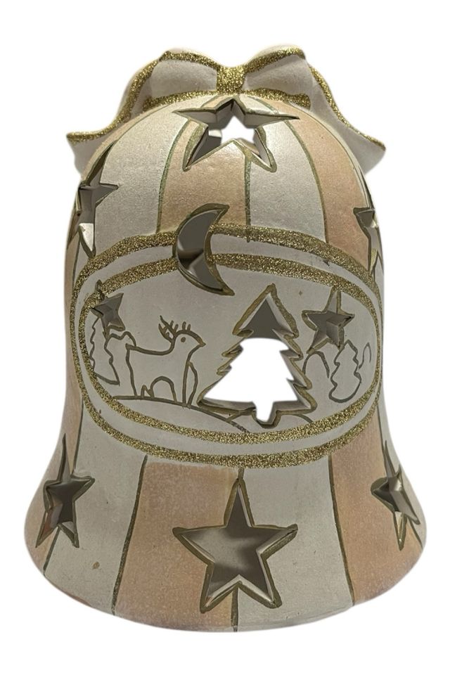 Portavelas Cerámica Navidad Estrellas Reno
