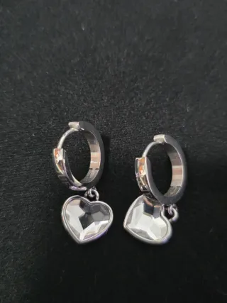 Pendientes Guess Corazón Plata y Blanco