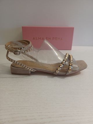 Sandalias Alma en Pena Talla 38 Beige/Oro