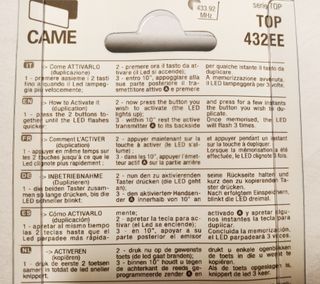 Came TOP-432 EE Telecomando Cancello Garage