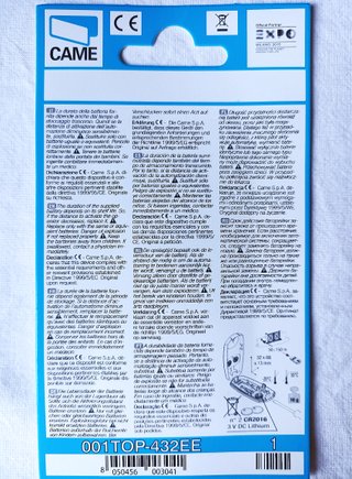 Came TOP-432 EE Telecomando Cancello Garage