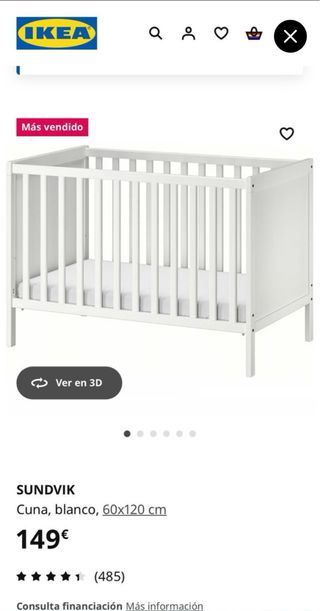 Cuna Ikea Sundvik con colchón