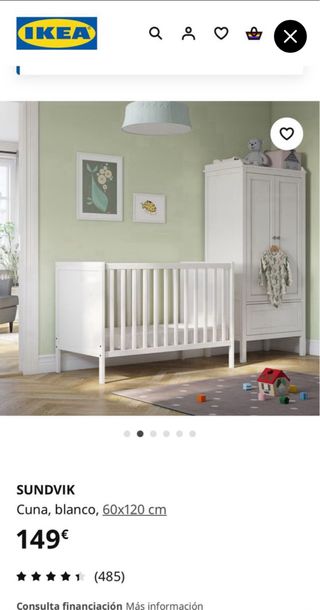 Cuna Ikea Sundvik con colchón