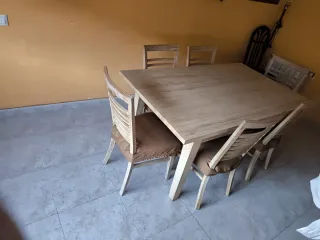 Mesa comedor extensible y 6 sillas madera