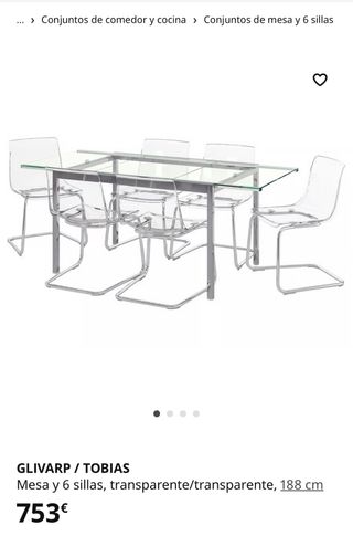 Tavolo in vetro e 4 sedie Tobías di Ikea