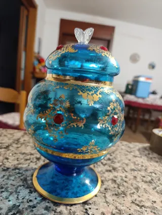 PROMO Natale  Vaso Vetro Murano Decorativo Blu