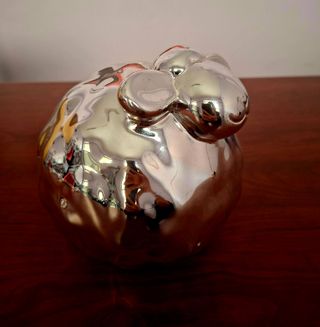 Pecorella in ceramica color argento