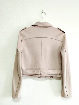 Chaqueta Biker Bershka Mujer Rosa