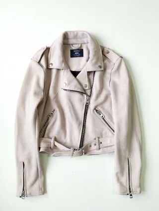 Chaqueta Biker Bershka Mujer Rosa