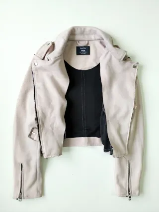 Chaqueta Biker Bershka Mujer Rosa