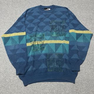 Maglione vintage blu e verde acqua