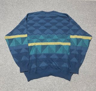 Maglione vintage blu e verde acqua