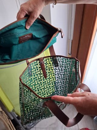 Borsa Benetton Trasparente Verde Nuova