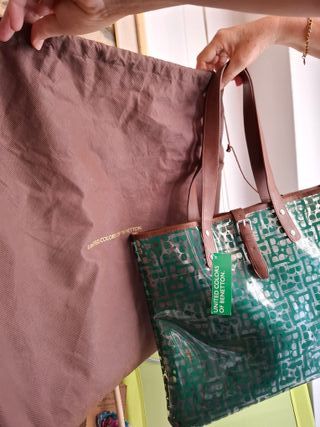Borsa Benetton Trasparente Verde Nuova