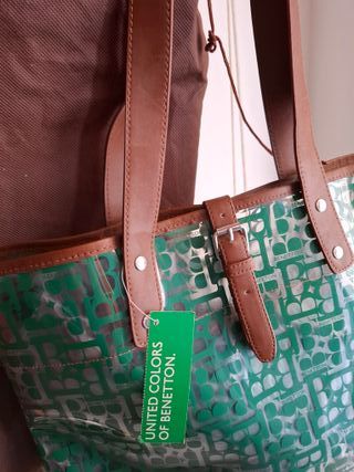 Borsa Benetton Trasparente Verde Nuova