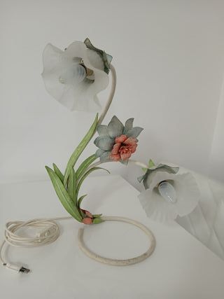 Lampada da Tavolo Fiori Metallo Vetro