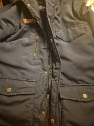 Chaqueta Anorak Azul con Capucha y Pelo