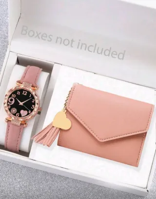 Set Reloj y Cartera Rosa Mujer