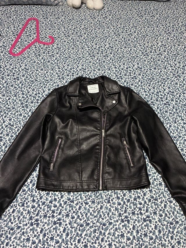 Chaqueta motera efecto piel niña