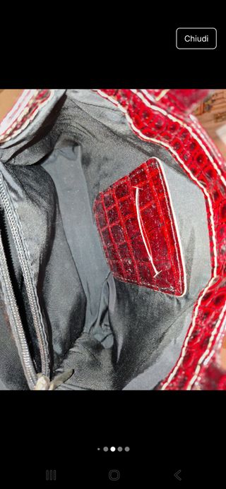 Borsa similpelle effetto coccodrillo bordeaux