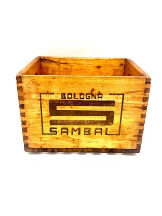 Cassetta legno vintage Sambal Bologna anni 50/70