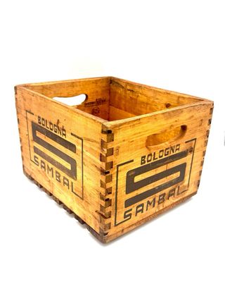 Cassetta legno vintage Sambal Bologna anni 50/70
