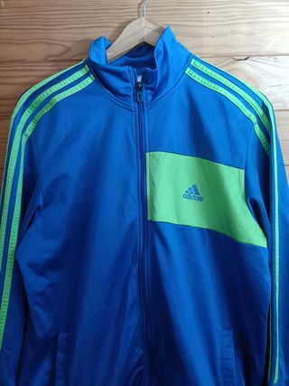 Sudadera Adidas Color Azul y Verde Talla L.