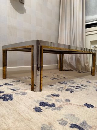 Tavolo da centro in acciaio e ottone