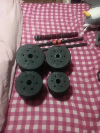 Juego de pesas con barra y discos