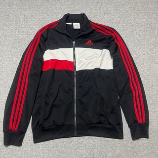 Giacca Adidas zip nera, rossa e bianca