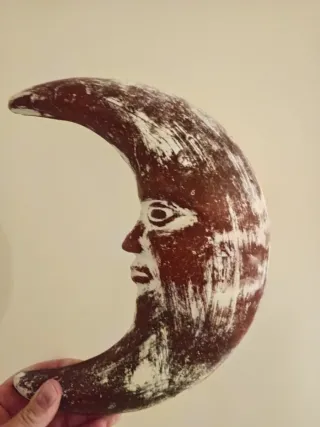 Adorno Sole e Luna in Ceramica con 2 Figure