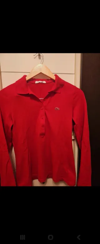 Polo Lacoste Rojo Manga Larga