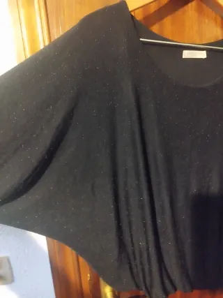 Top fiesta negro brillo plateado