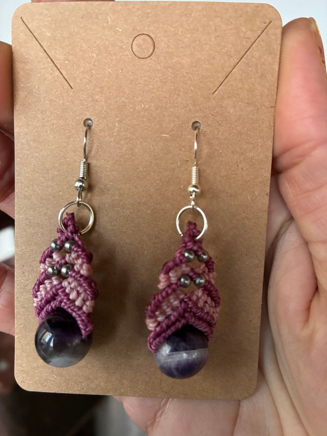 Pendientes Macramé Amatista