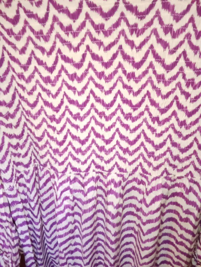 Vestido largo morado y blanco