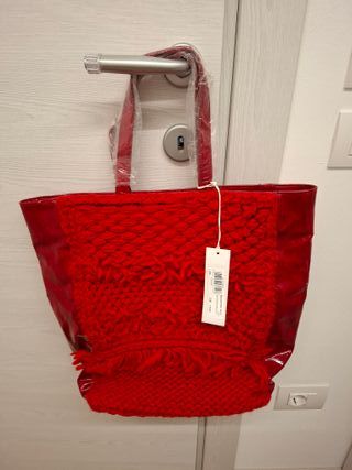 Borsa Stefanel grande in lana e alpaca rossa