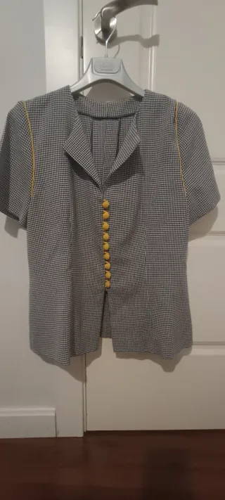 Blusa mujer manga corta cuadros Vichy