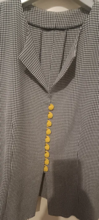 Blusa mujer manga corta cuadros Vichy