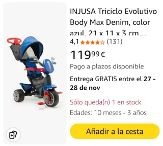 Triciclo Evolutivo INJUSA Body Max Denim Azul