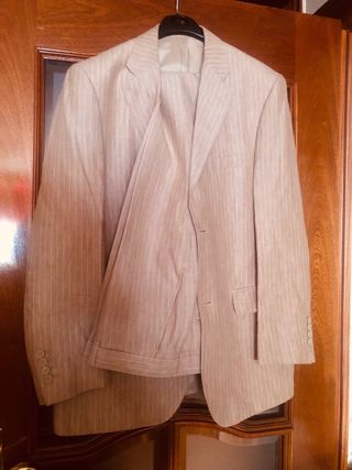 Traje de caballero rayas beige/gris