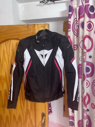 Chaqueta Moto Dainese Negra Blanca Rosa