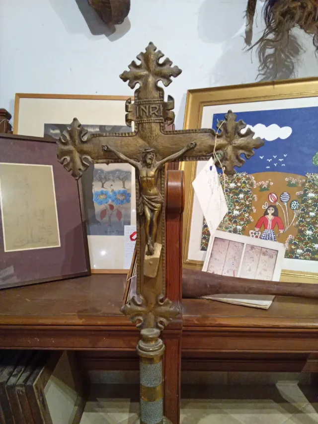 Cruz de altar bronce s.XIX