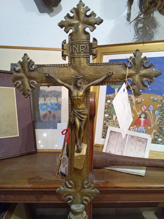 Cruz de altar bronce s.XIX