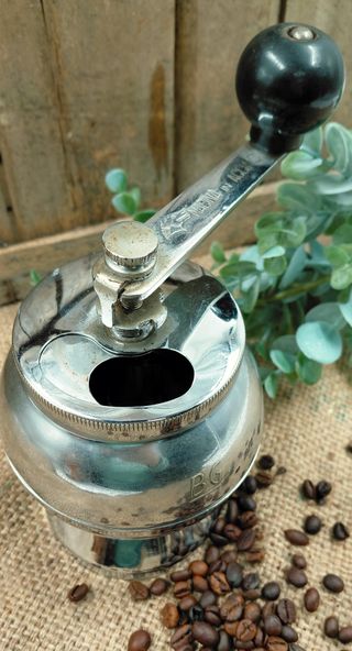 Macinacaffè manuale vintage Anni '80 in acciaio