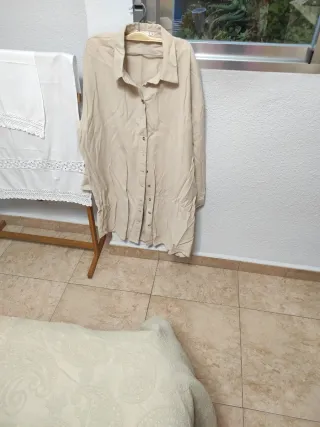 Vestido invierno manga larga beige