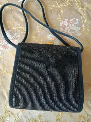 Bolso de fiesta vintage negro con pedrería